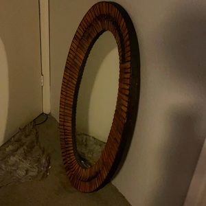 Bamboo oval mirror